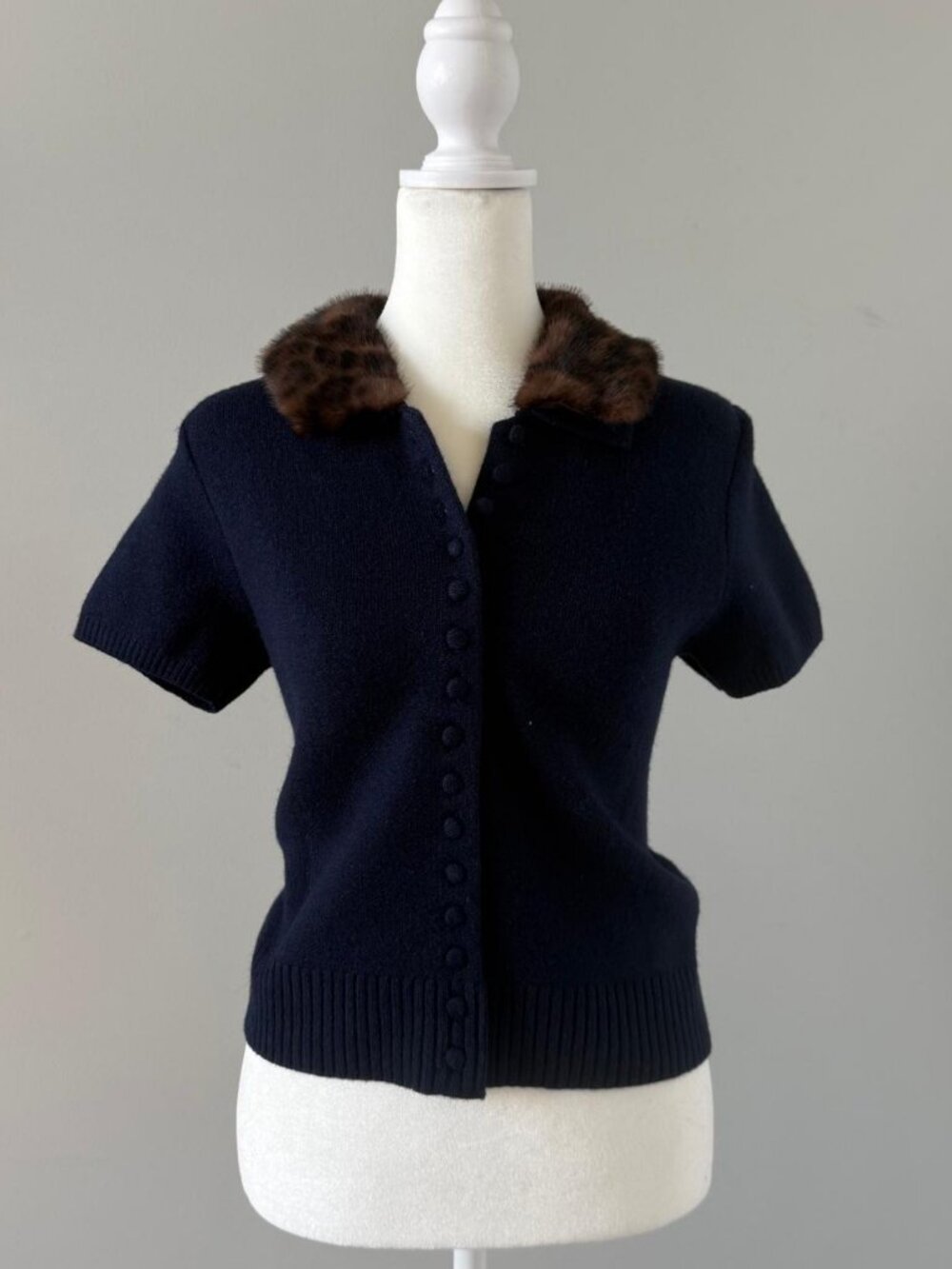 Zara knit sweater with cheetah collar
